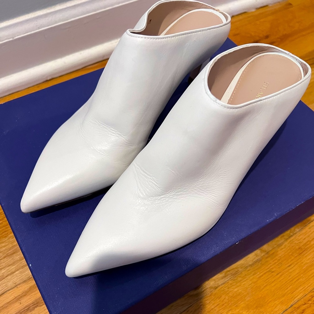 Stuart Weitzman Mira leather pointed-toe mules size 5